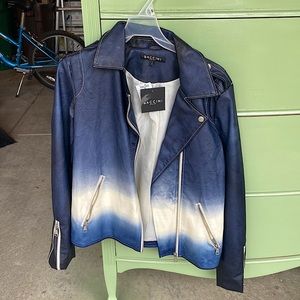 Blue ombré leather Baccini jacket
